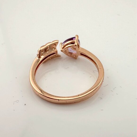 Beautiful Trillion Cut Purple Amethyst Arrow Ring  14kt Rose Gold Overlay Sz 7 - Picture 9 of 14